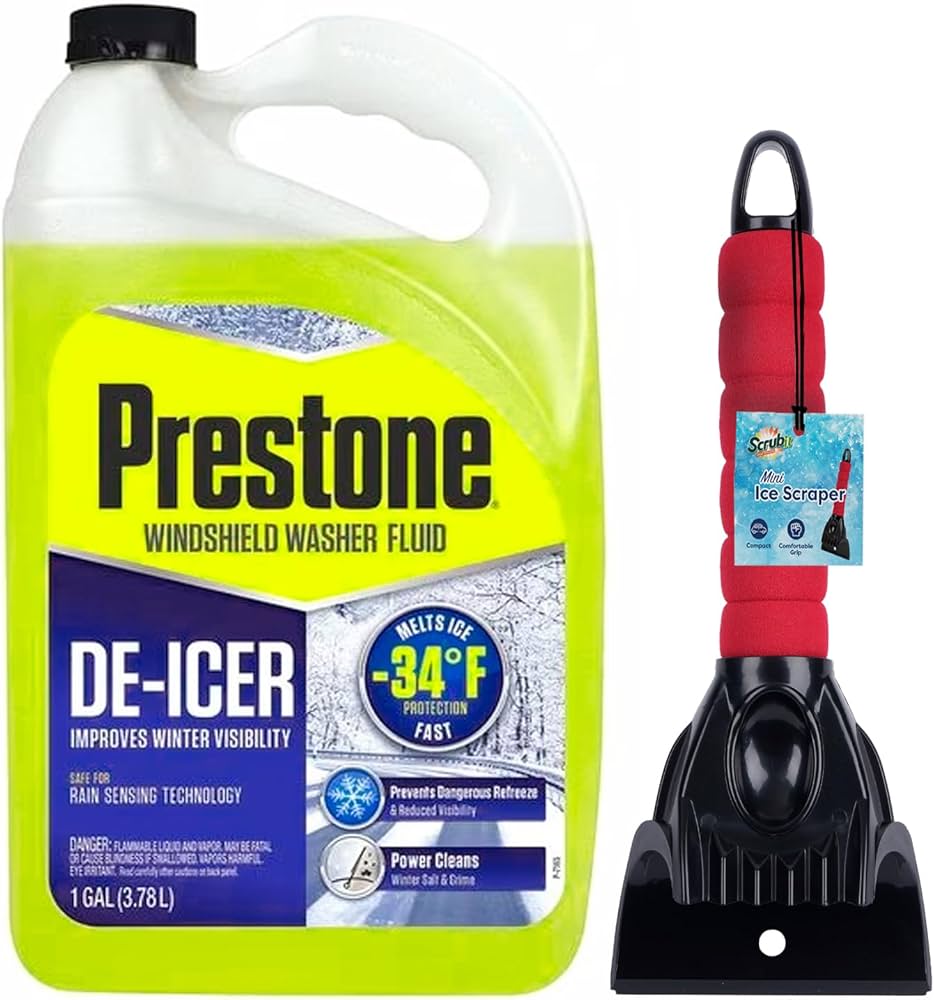 Prestone De-Icer - Best Windshield Wiper Fluid for Winter, protects down to -34°F